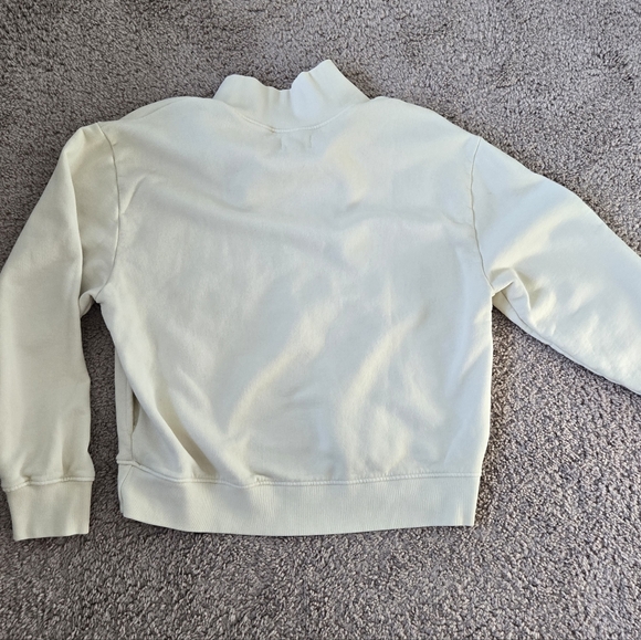 MATE The Label Organic Fleece Quarter Zip Sweatshirt Womens Medium Bone Relaxed - Picture 14 of 15